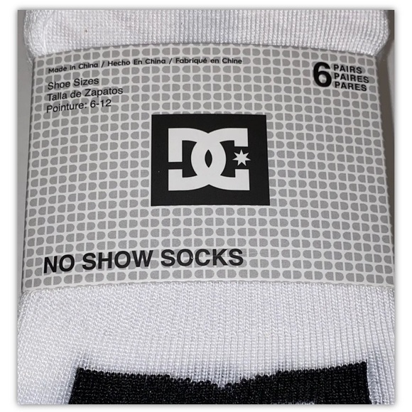 DC No Show Sneaker Liner Socks 6 Pair Men 6-12 White w/ Black Logo Shoe Co Skate - Picture 2 of 10